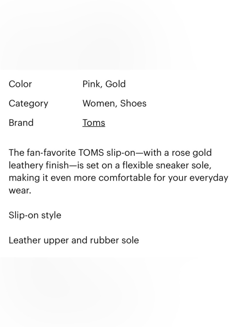 New Nwot Toms Rose Gold Leather Deconstructed Alpargatas Shoes - Picture 3 of 8